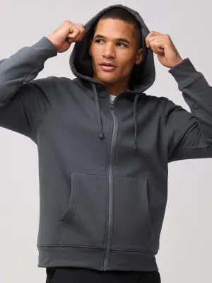 Concrete Zip-Up Hoodie Effortless Look Vegan