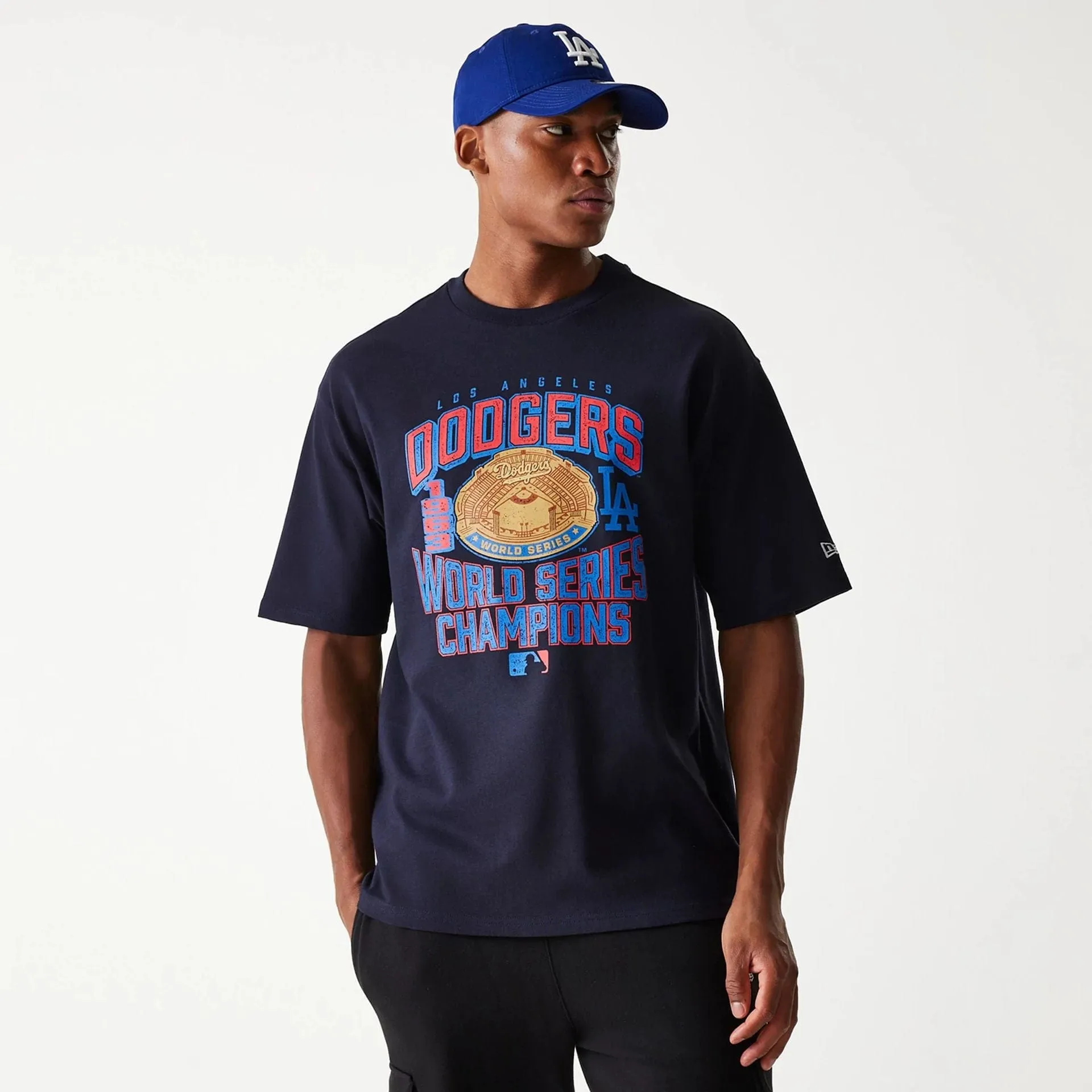 New Era LA Dodgers MLB World Series Navy Oversized T-Shirt Formal Elegance