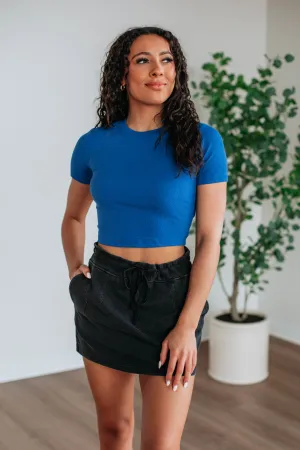 ribbed texture Luxury Trim Elevate Your Game Skirt - Black