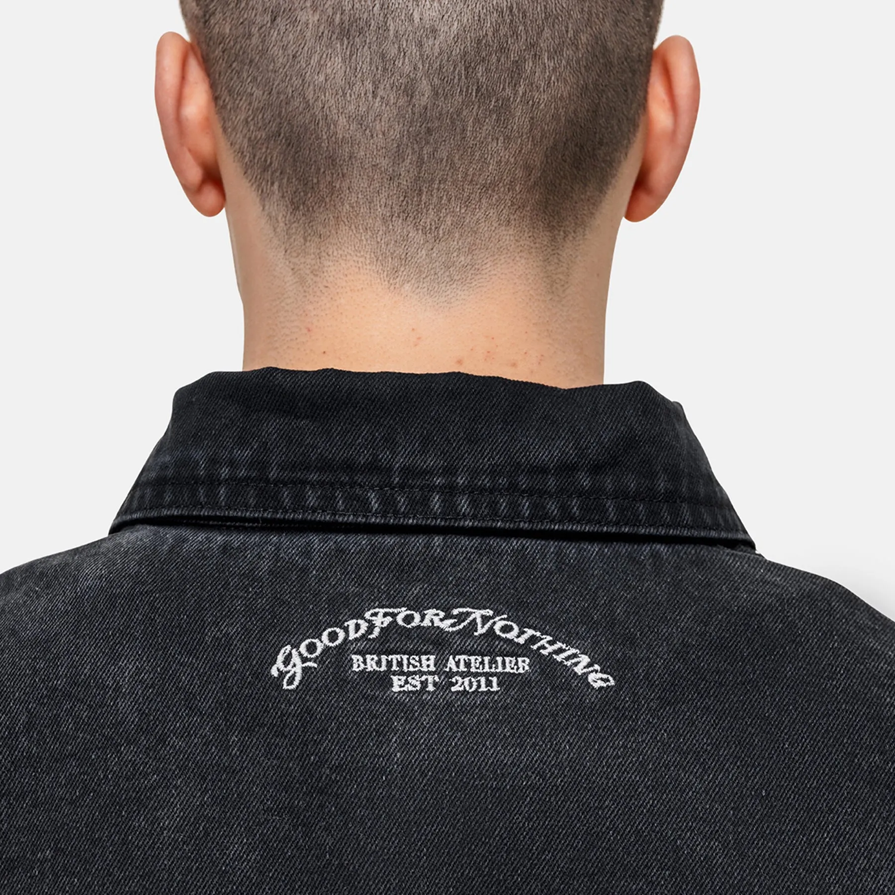 Washed Black Denim Overshirt Soft Weather Wear Heavy Duty Zippers