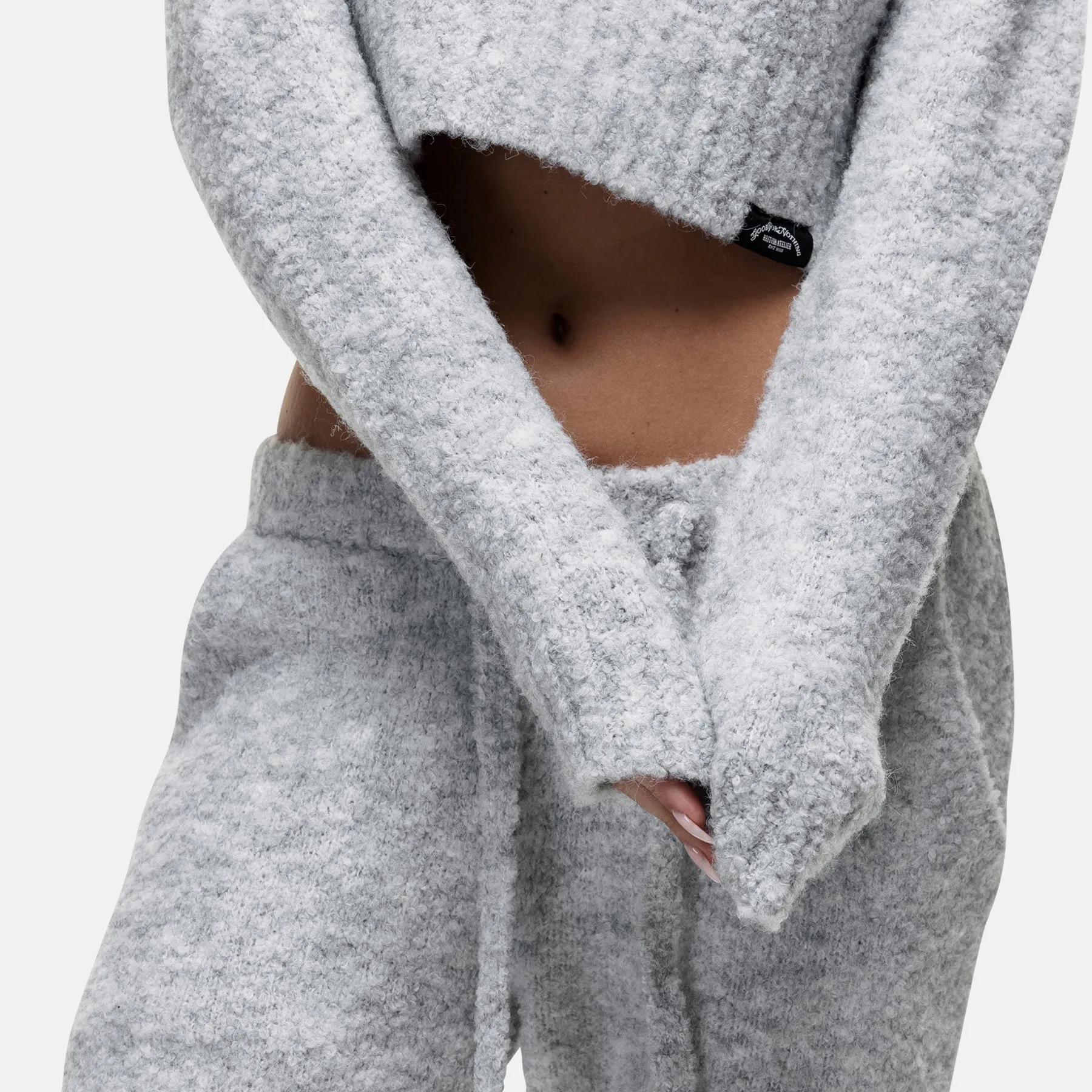 Cozy Boucle Knitwear Grey Crew Brand Name