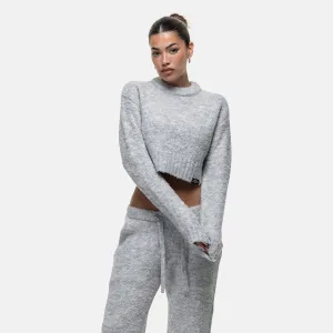 Daily Minimal Everyday Comfort Cozy Boucle Knitwear Grey Crew