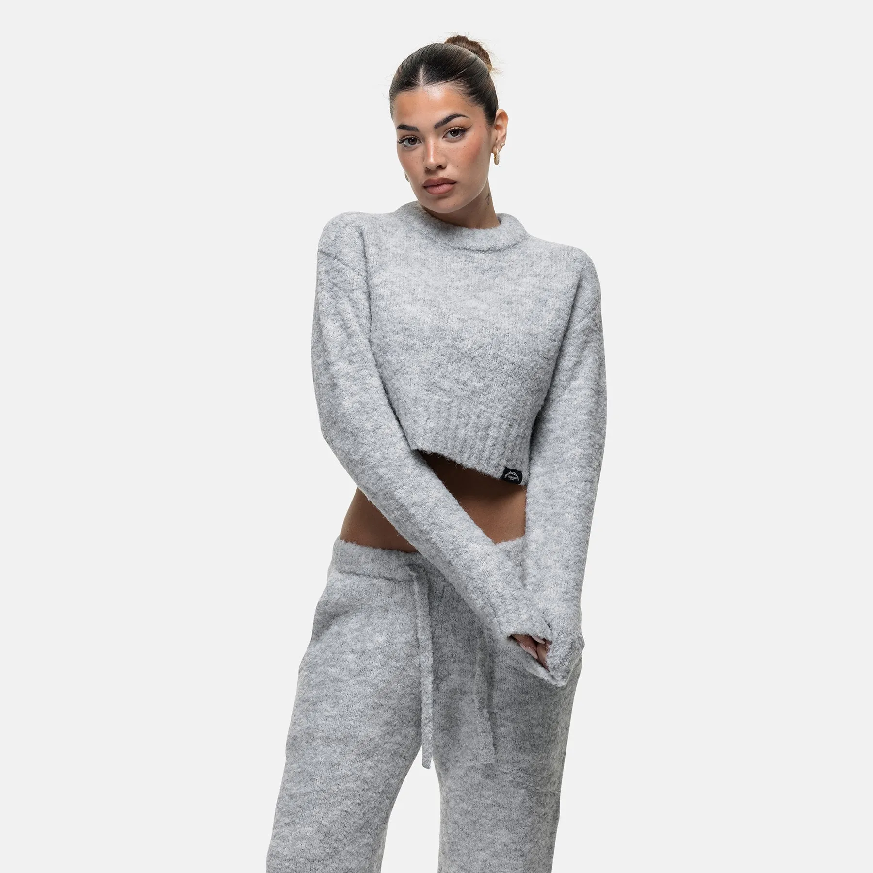 Daily Minimal Everyday Comfort Cozy Boucle Knitwear Grey Crew