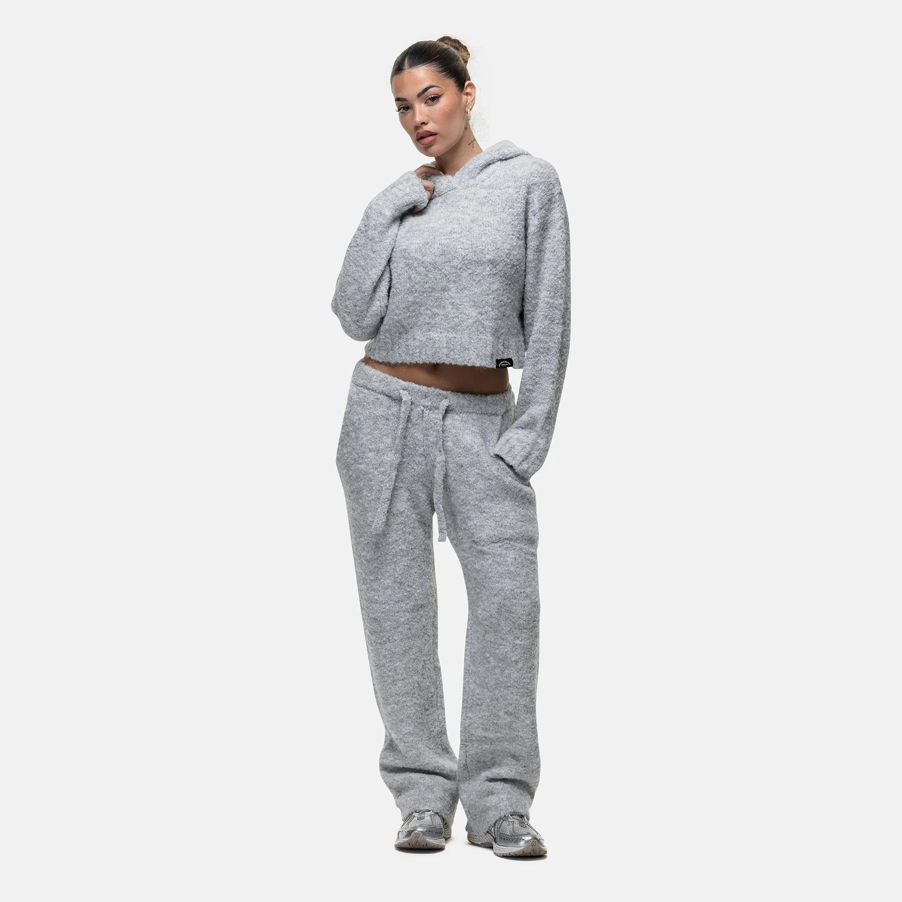 Cozy Boucle Knitwear Grey Pants Timeless Comfort Wear NoBuckleDesign