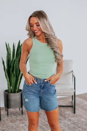 Demi Basic Tank - Pistachio GarmentDyedTexture Roomy Waist