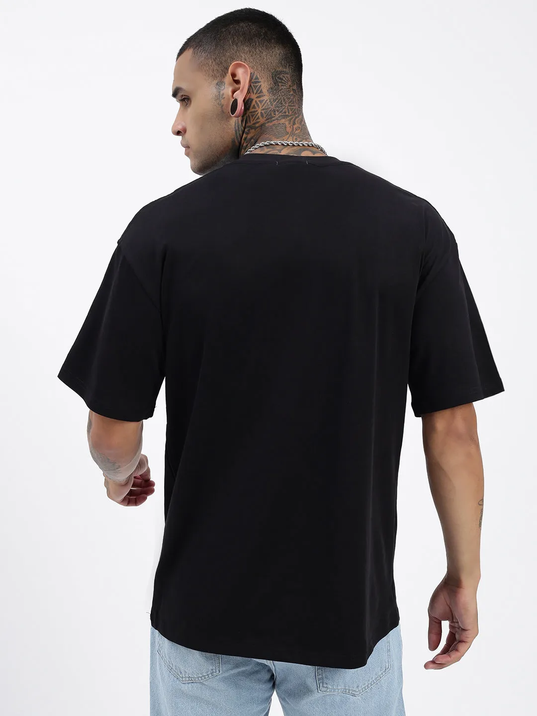 Men's Graphic Black Cotton Relaxed Fit T-Shirt Performance Fit Wear