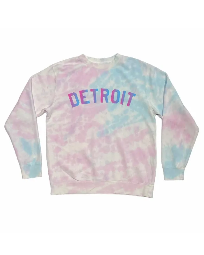 Timeless Comfort Ink Detroit -Classic Tie Dye Crewneck Sweatshirt - Cotton Candy