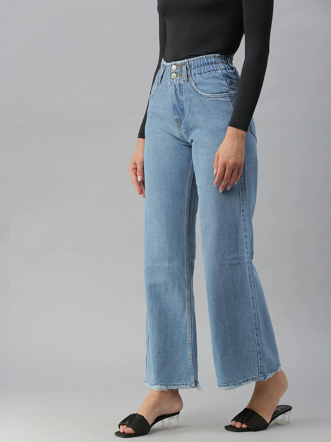 Women's Blue Wide Leg High-Rise Jeans Common look Core Wardrobe