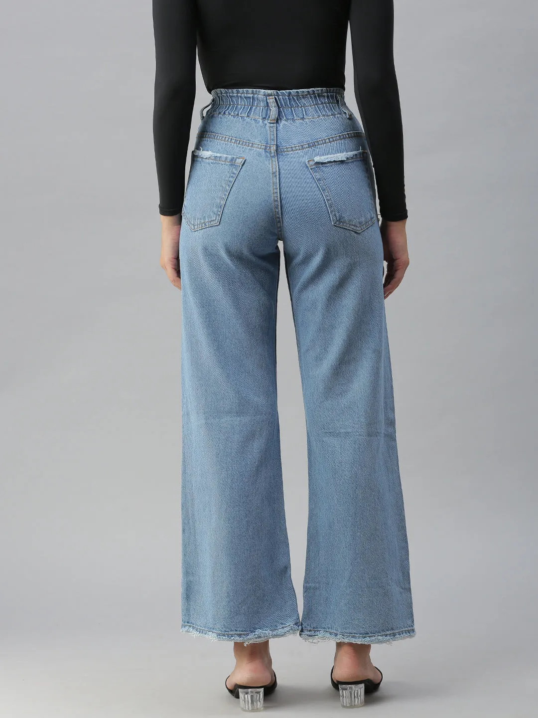 Day Out Style Versatile Relaxed Style Women's Blue Wide Leg High-Rise Jeans