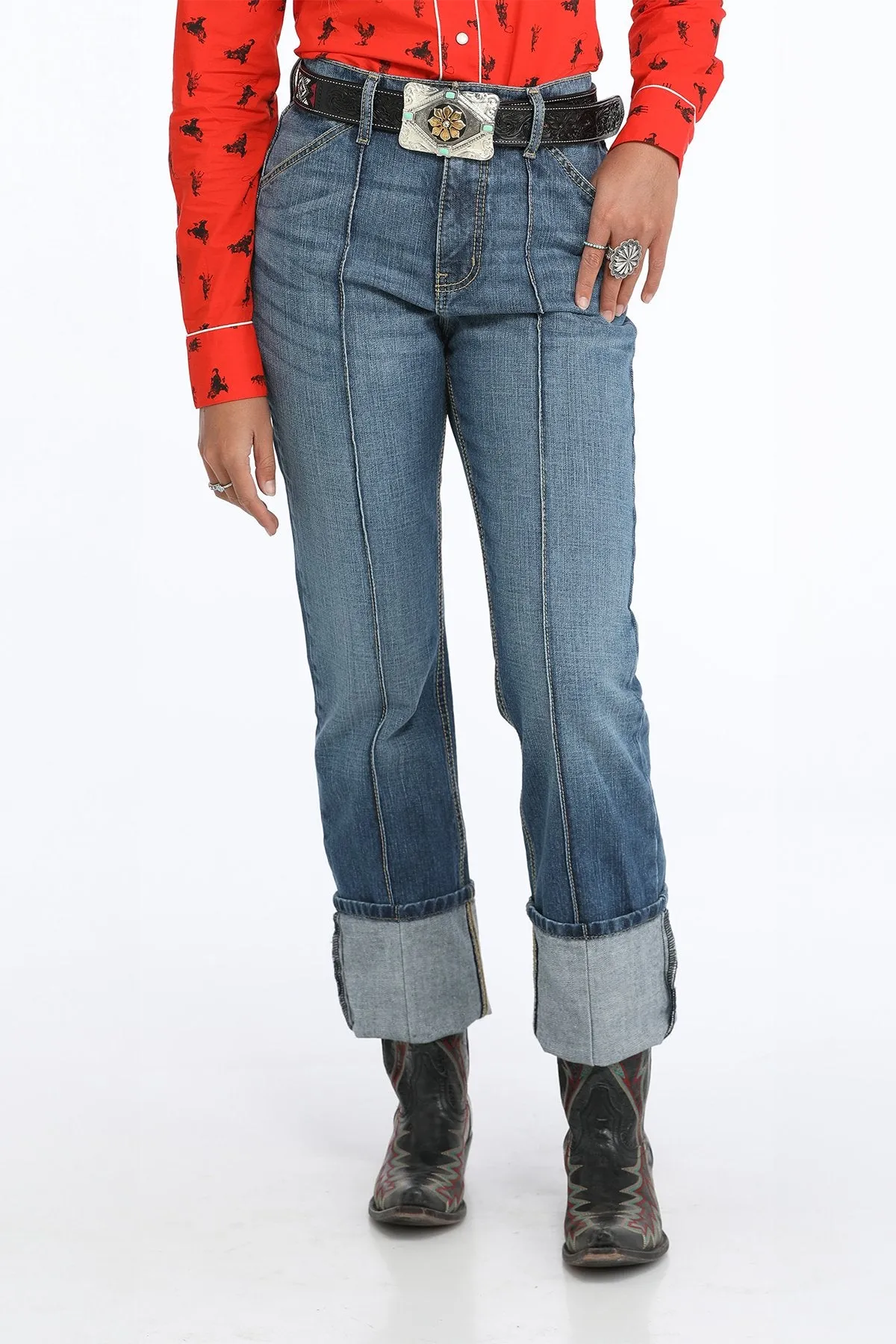 Cruel Women's Quinn Relaxed Straight Jean in Medium Stonewash Basic Style
