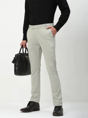 Day Comfort Travel Friendly Men's Grey Solid Formal Trousers