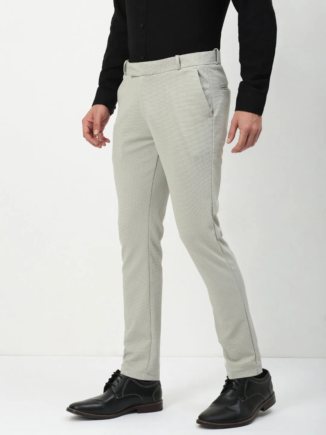 Sport Friendly Men's Grey Solid Formal Trousers