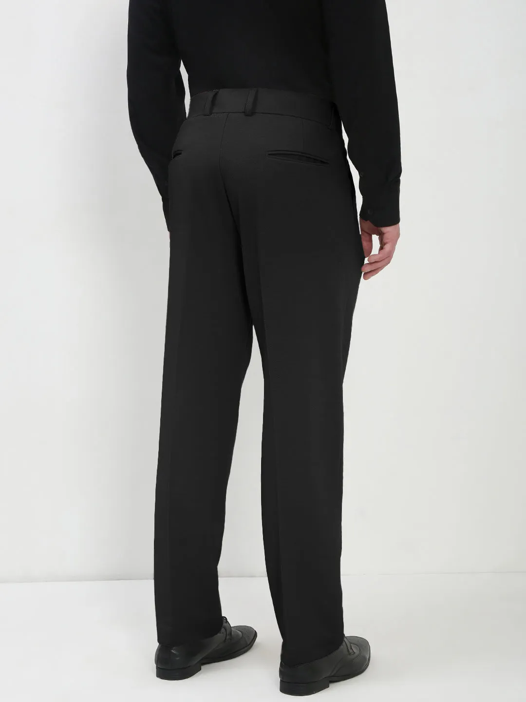 Men's Black Regular Fit Formal Trouser Comfy Texture
