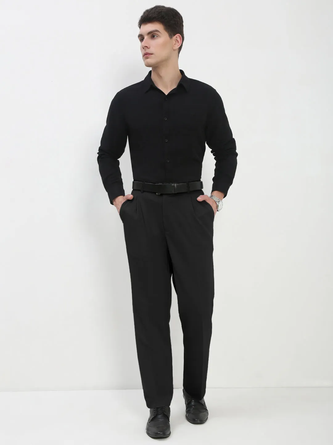 Men's Black Regular Fit Formal Trouser Layering Essential