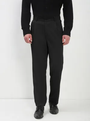 Trendy Layering Men's Black Regular Fit Formal Trouser