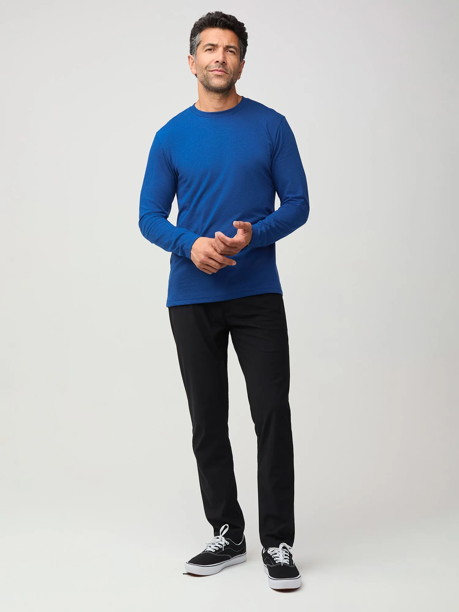 Perfect for Layering Urban Style Trend Dark Cobalt Long Sleeve Crew Neck