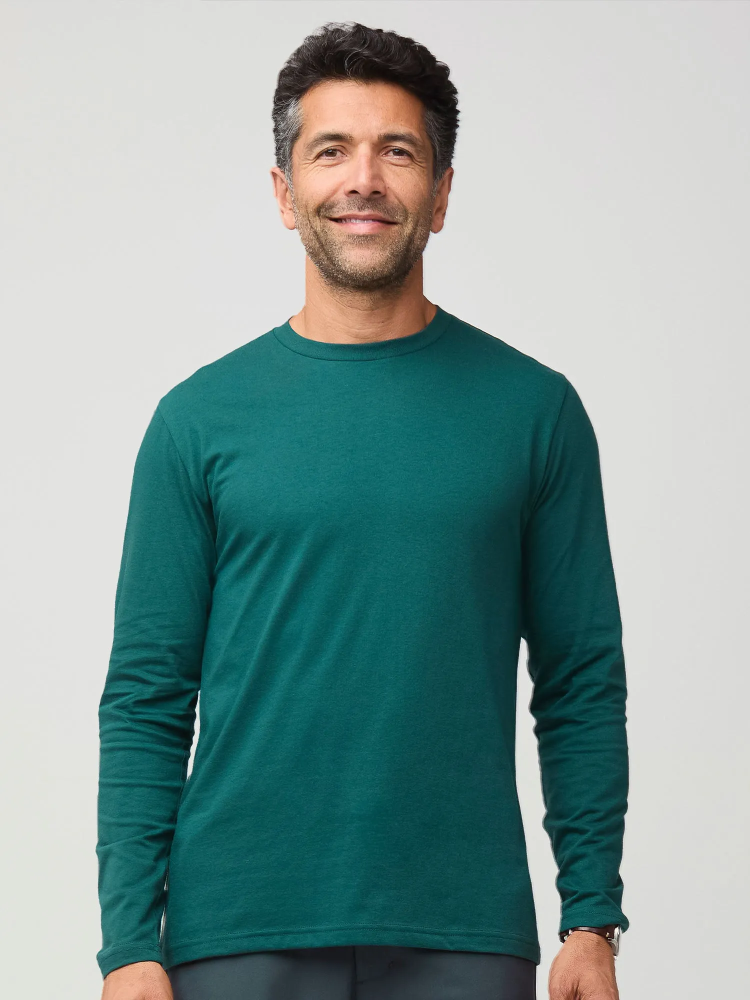Stretch Design Eco friendly materials Dark Emerald Long Sleeve Crew Neck