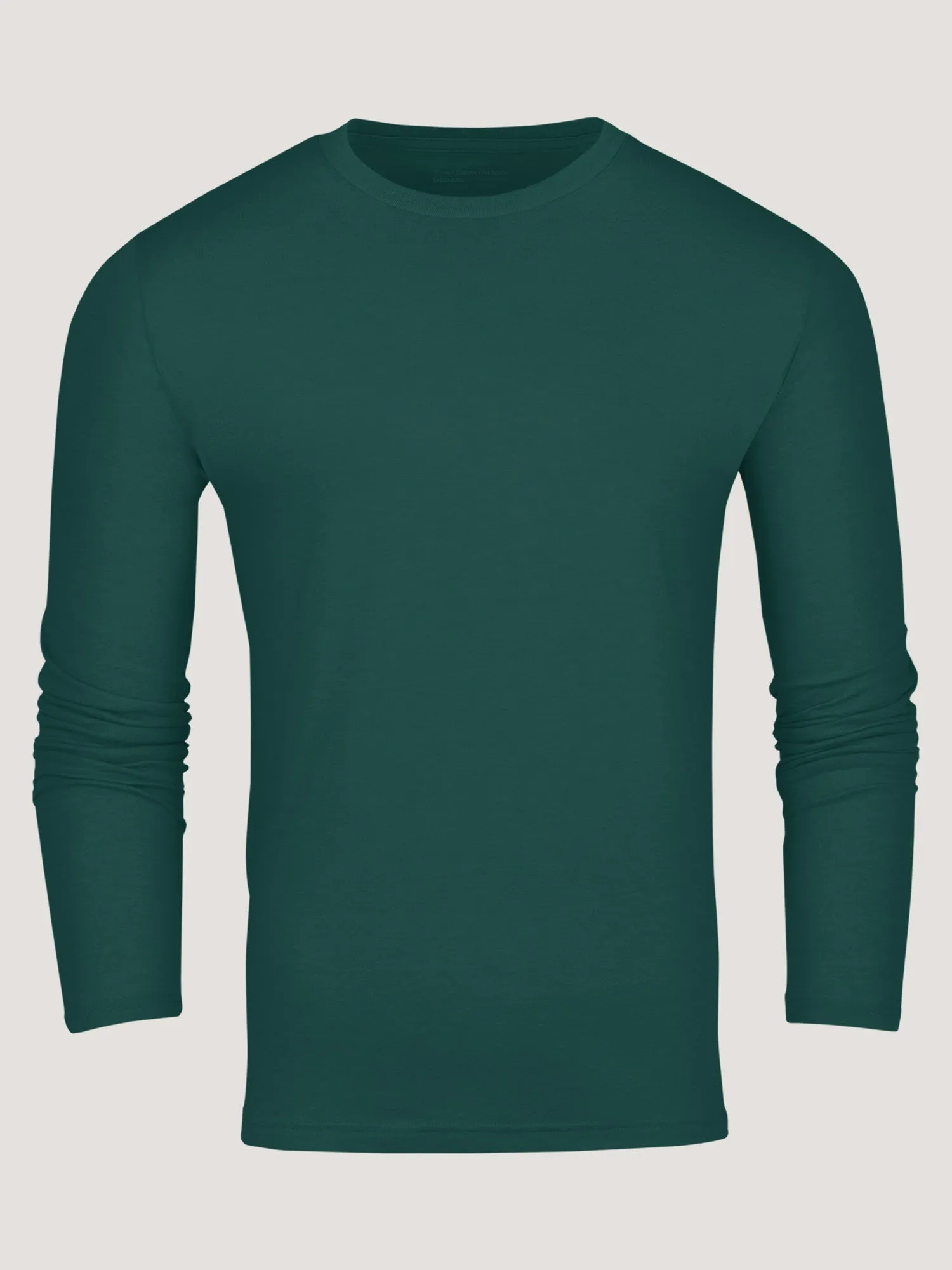 ReinforcedShoulderPanels Circular Knit Construction Dark Emerald Long Sleeve Crew Neck