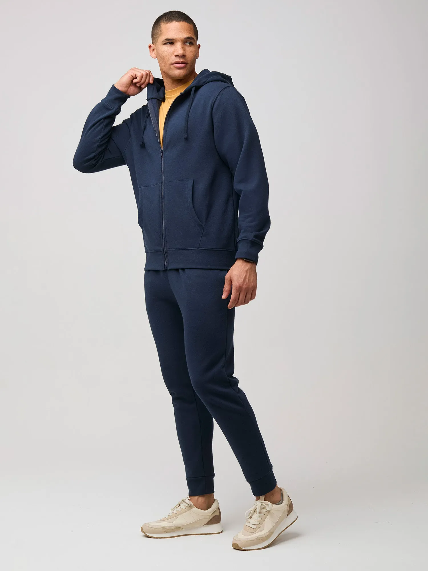 Dark Navy Zip-Up Hoodie Casual All-Day