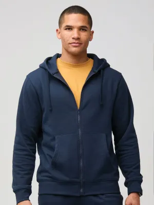 Dark Navy Zip-Up Hoodie Lightweight Look