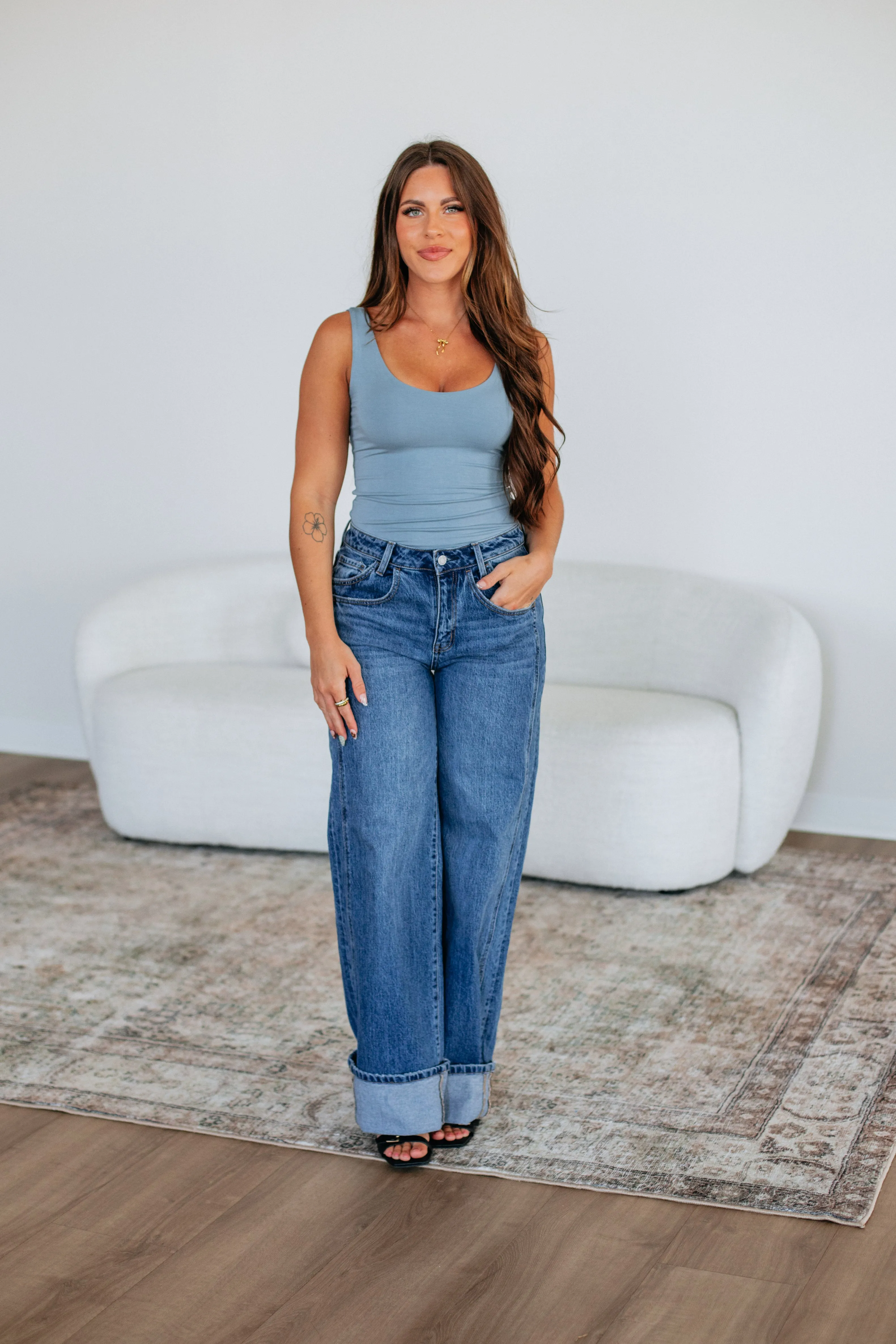 Comfy Fit Pocket Reinforcement Delta Basic Tank - Slate Blue