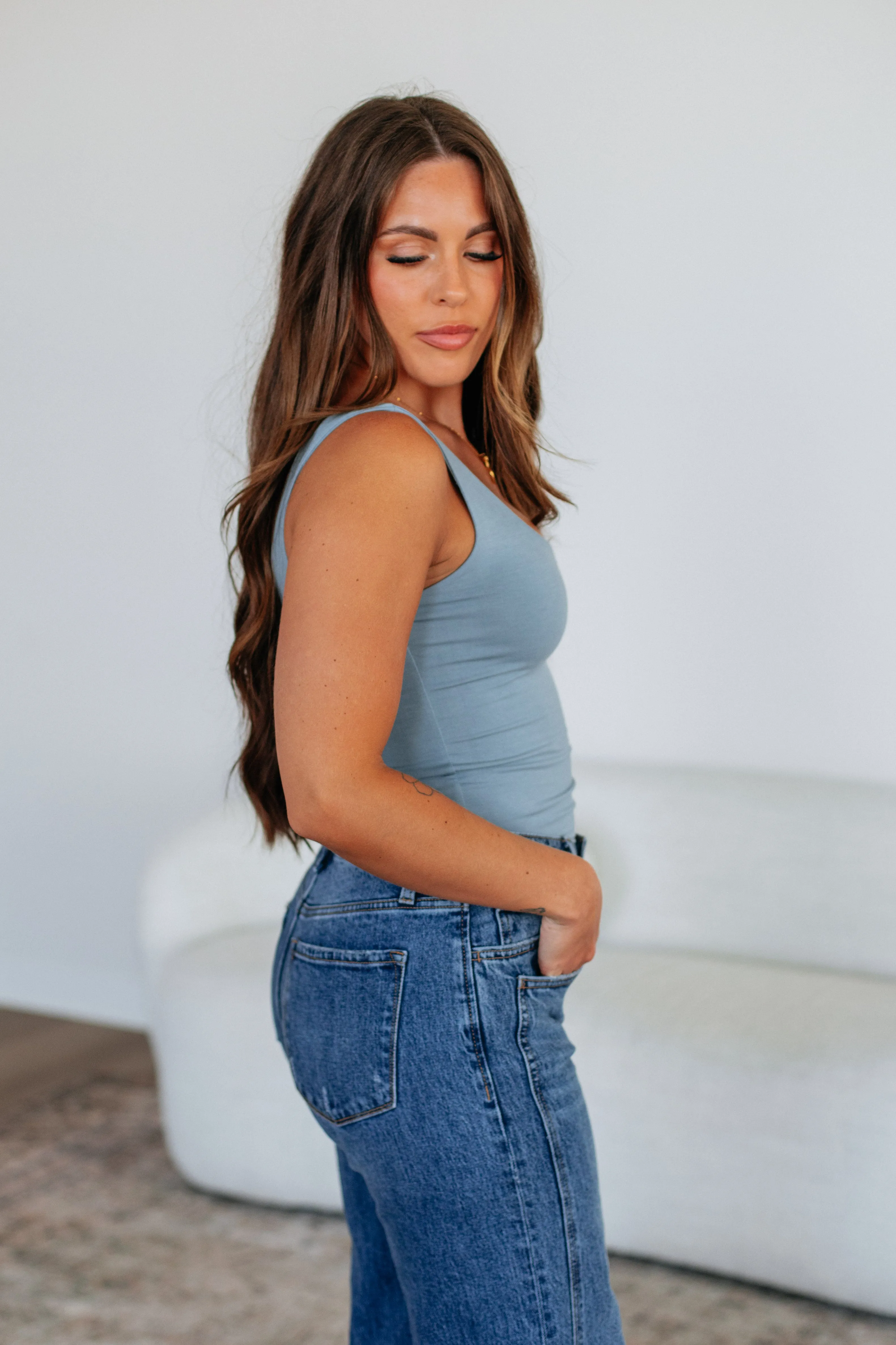 simple design Delta Basic Tank - Slate Blue