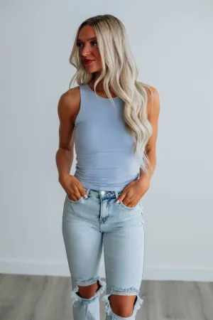 Demi Basic Tank - Powder Blue Oversized Fit Moisture Management