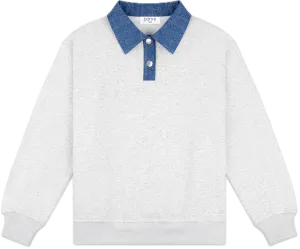 fuzzy texture Affordable Denim Collar Sweat Rugby