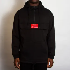 Practical clothing Warm and Cozy Disco Psychedelia - 3/4 Zipped Pullover Hood - Black