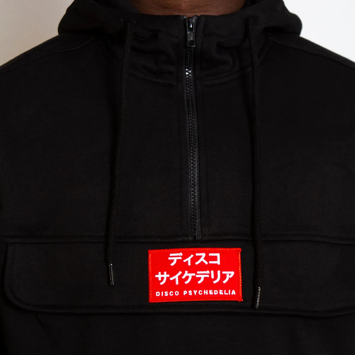 Disco Psychedelia - 3/4 Zipped Pullover Hood - Black Urban Style