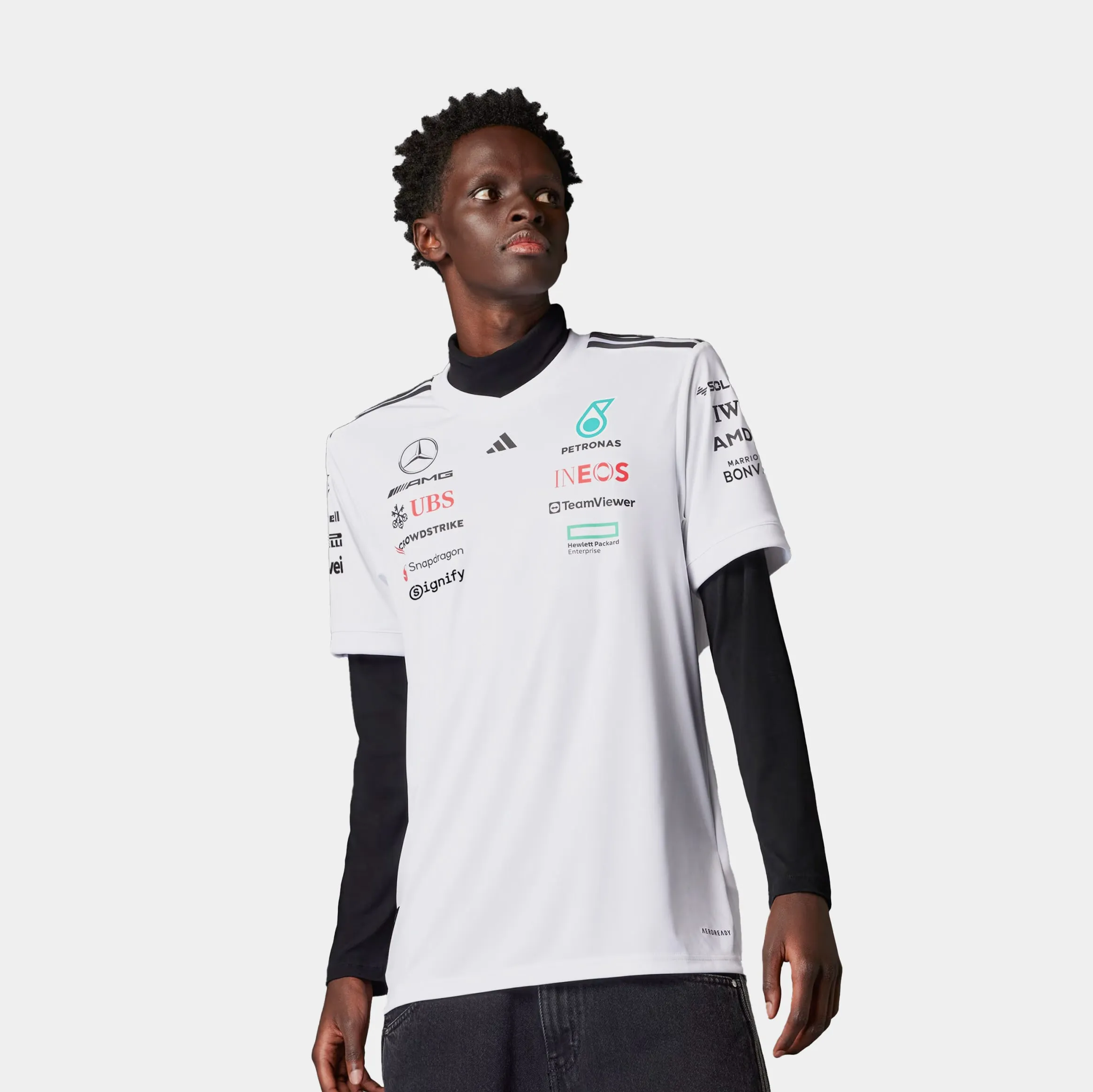 Real Madrid Terrace Icon Mens Short Sleeve Shirt (White/Blue) Compression Fit Technology