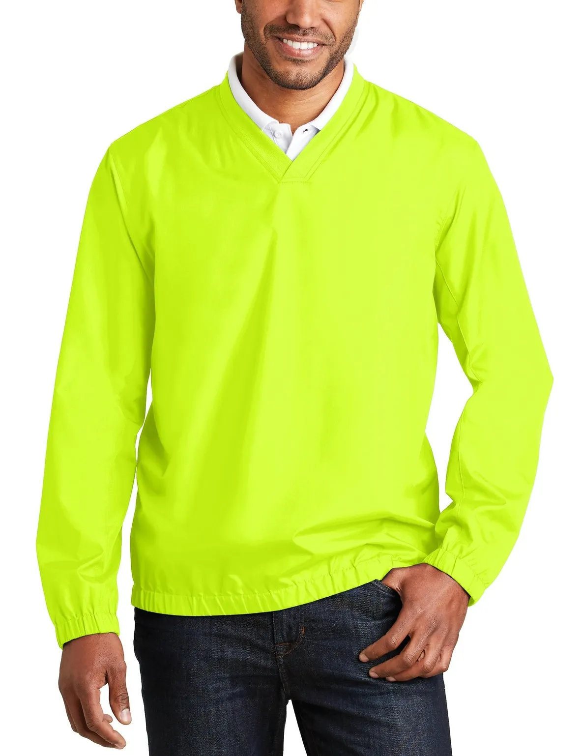 JustBlanks Men's Water-Resistant Zephyr V-Neck Pullover Functional Drape MidWeight Construction