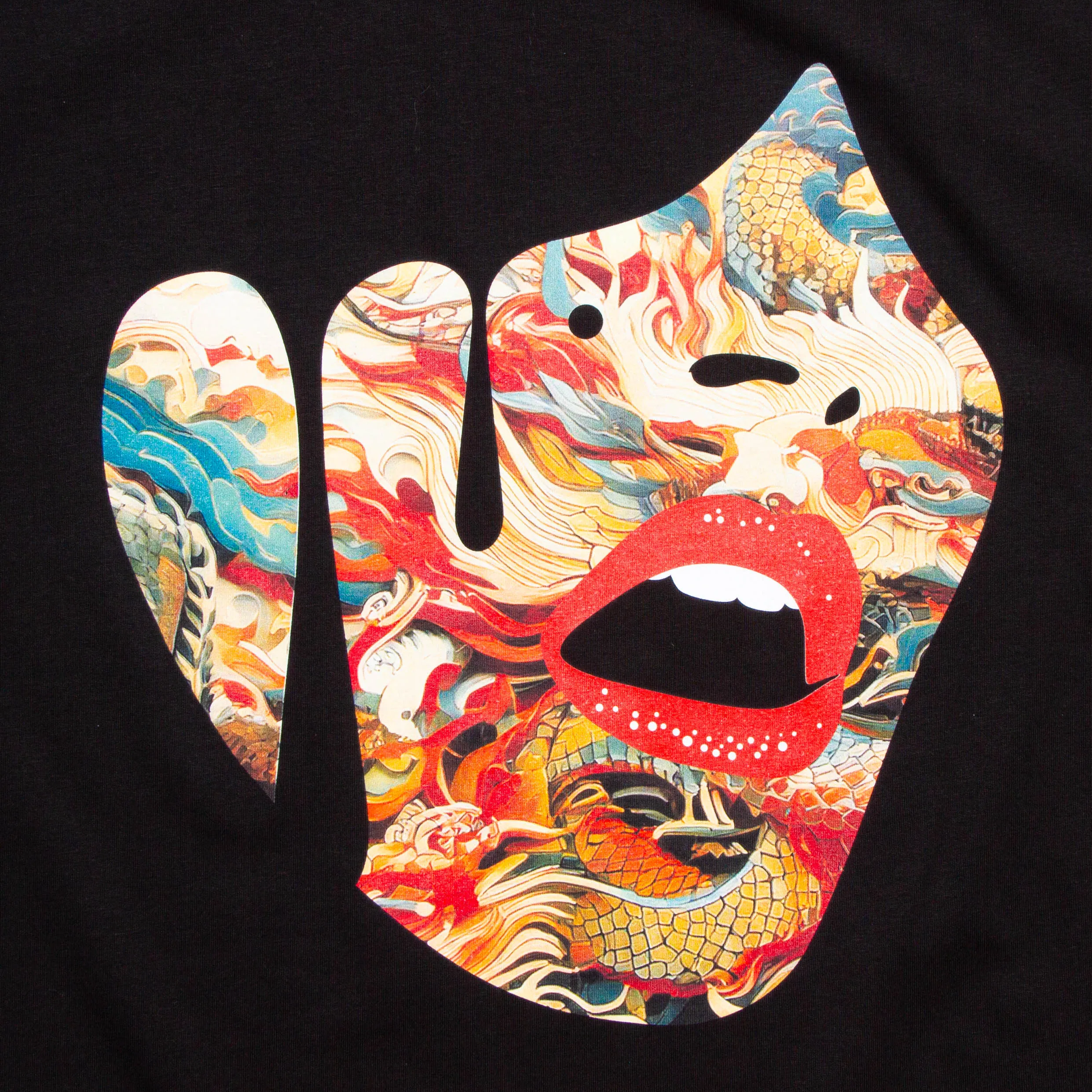 Droplet Face 011 Front Print - Sweatshirt - Black product beach relaxation vibe