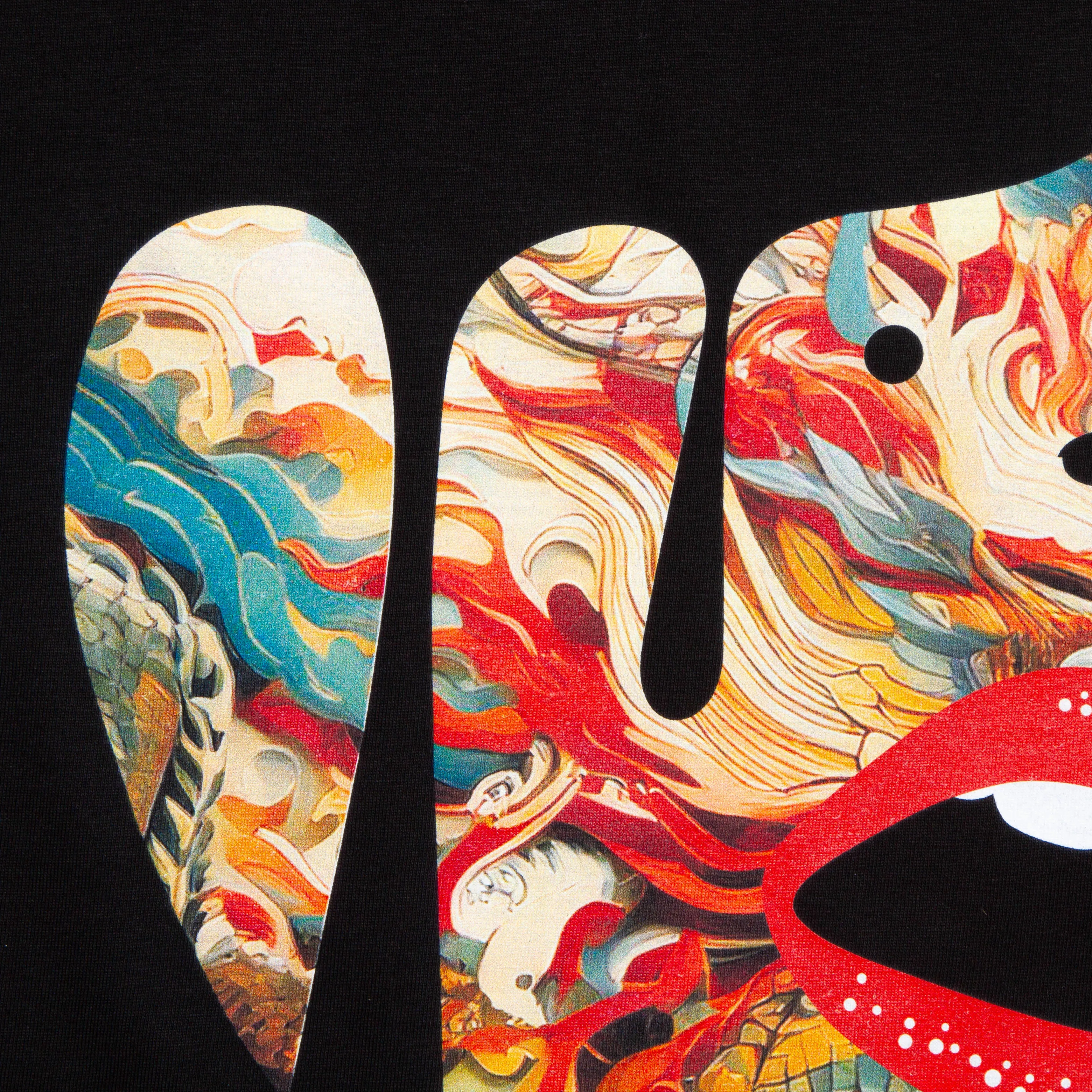 Droplet Face 011 Front Print - Sweatshirt - Black product photography dry cleanable