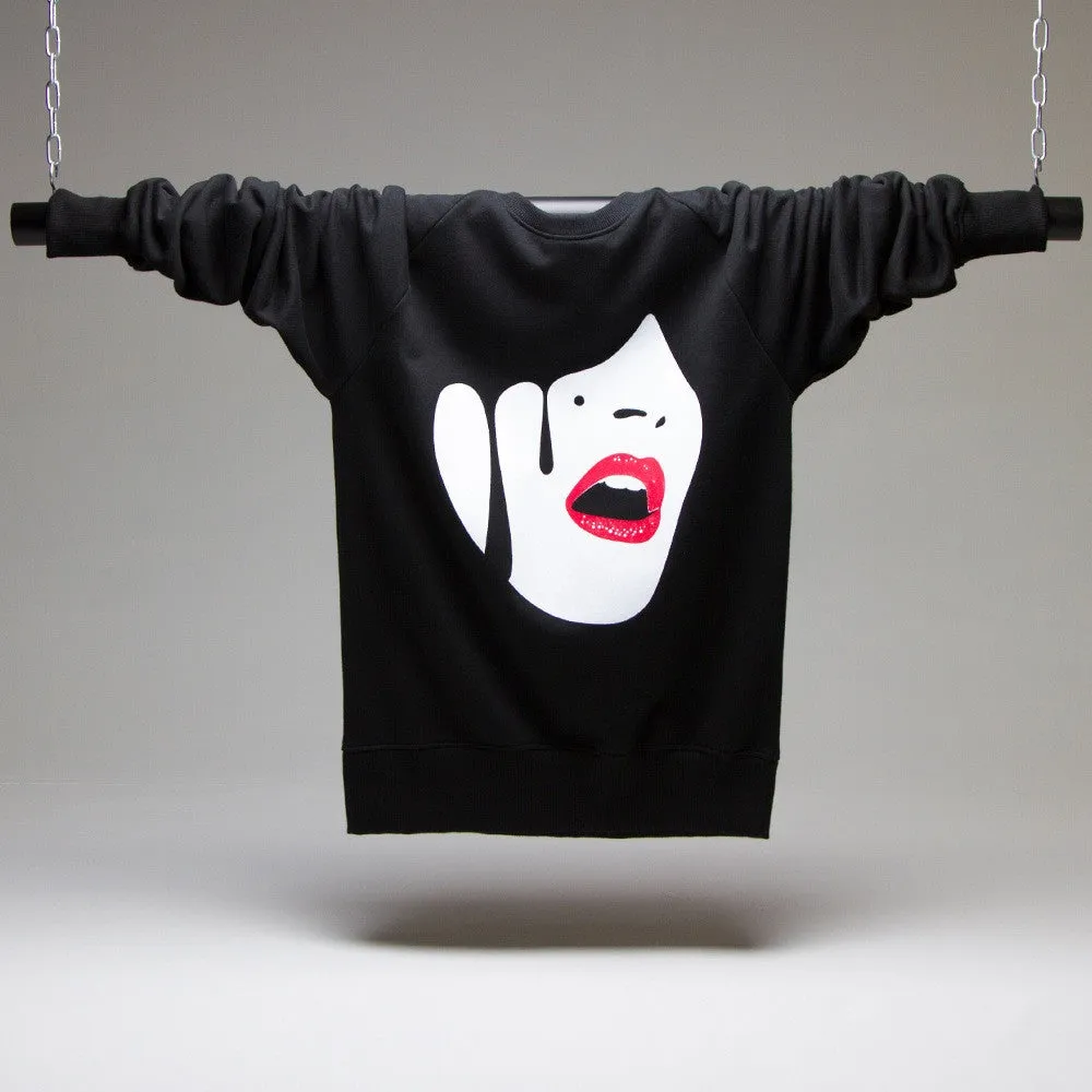 Droplet Face - Sweatshirt - Black Pastel Shade Casual Wear