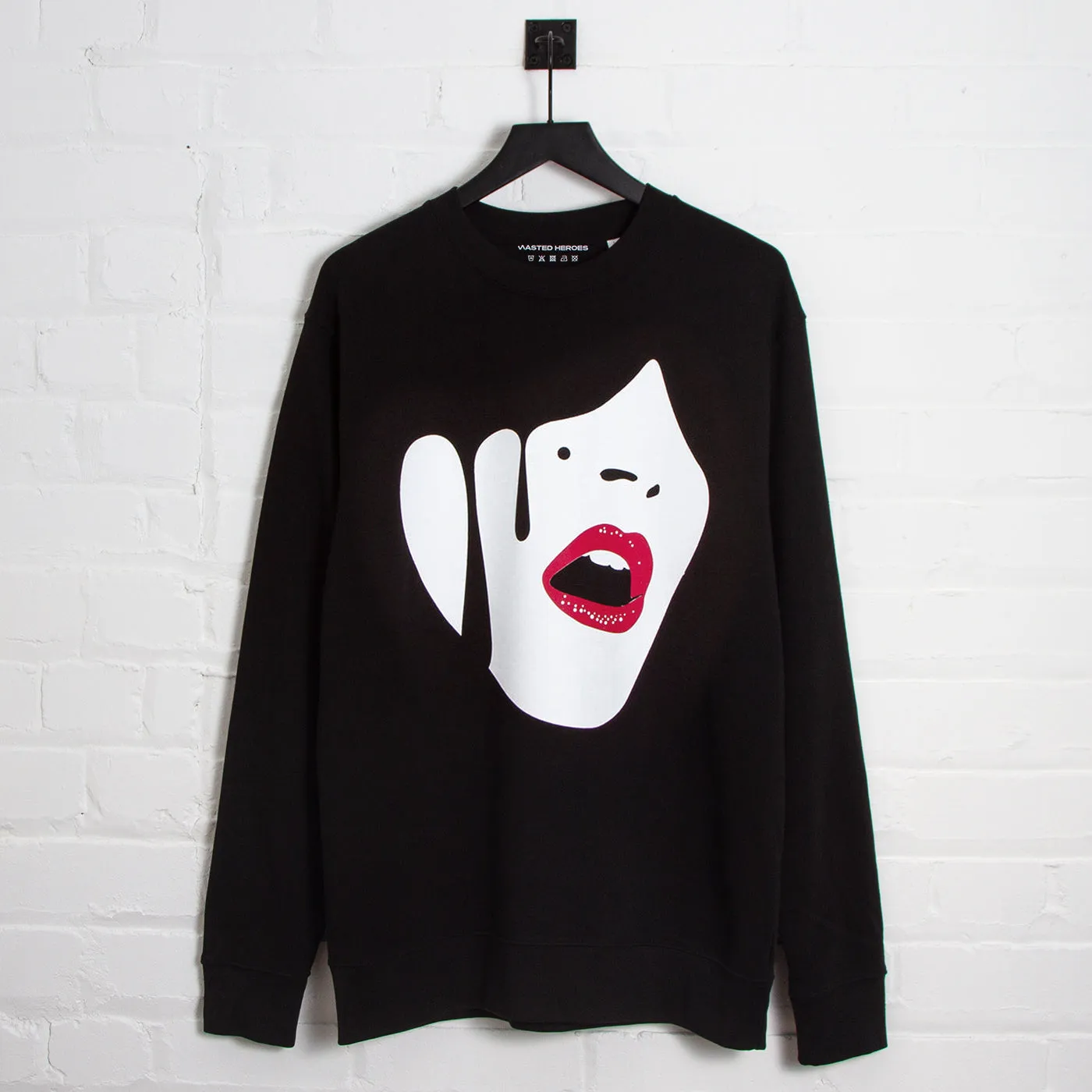 aesthetic features Sporty Design Droplet Face - Sweatshirt - Black