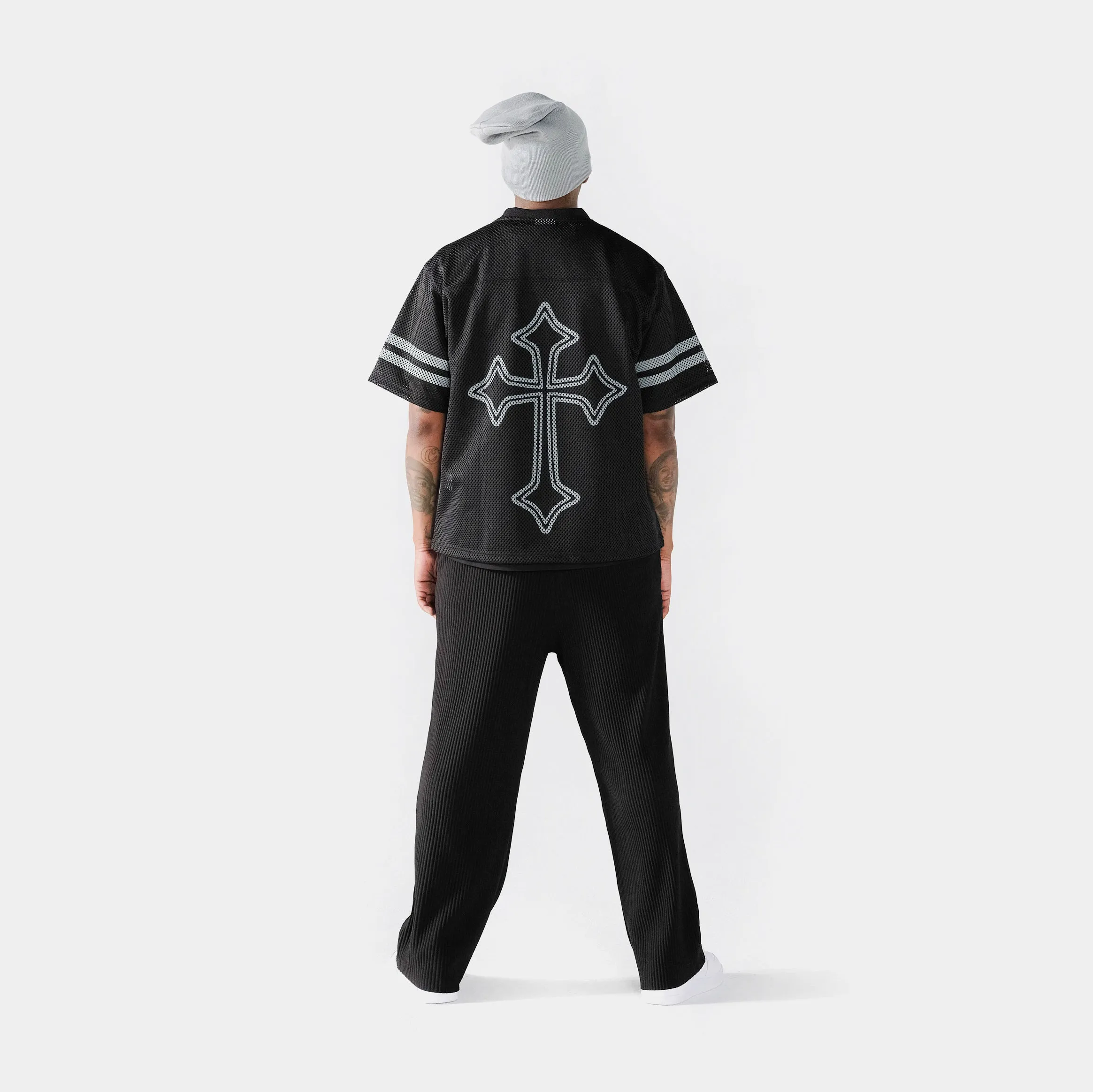 Mesh Panel Ventilation Lady Of Guadalupe Mesh Mens Jersey (Black/Blue)