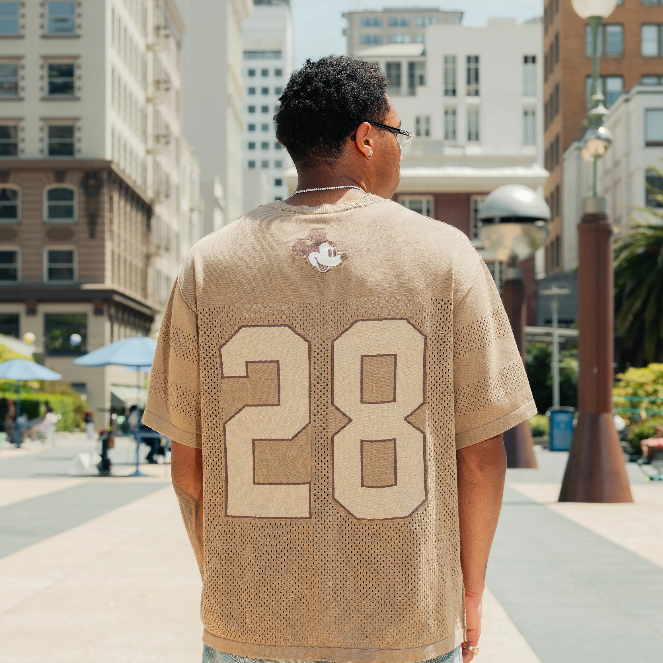 Disney Mickey and Friends By Shoe Palace Soccer Mens Jersey (Brown/Tan) Moisture Wicking Fabric