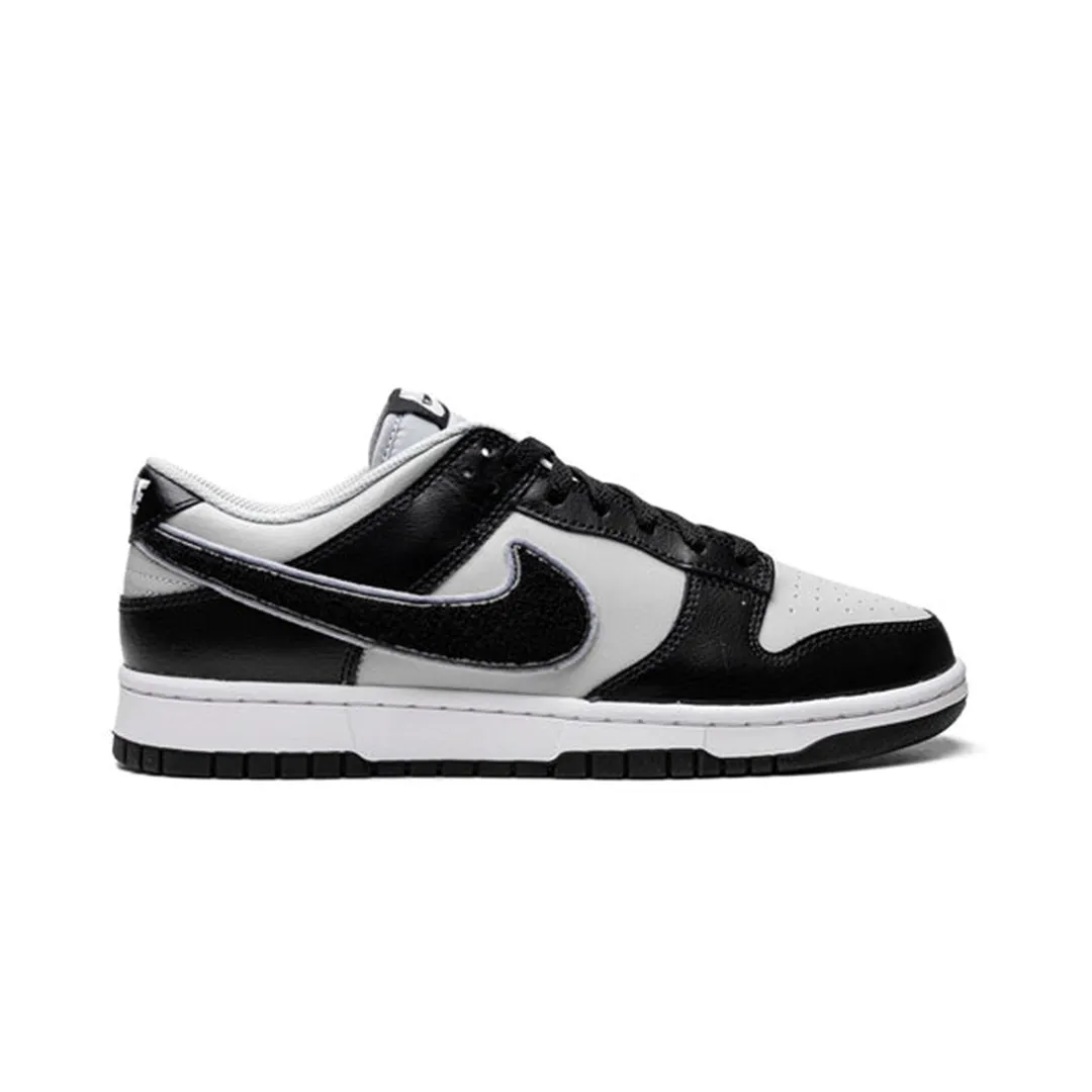 Dunk Low Chenille Swoosh Black Grey Sale Padded Heel
