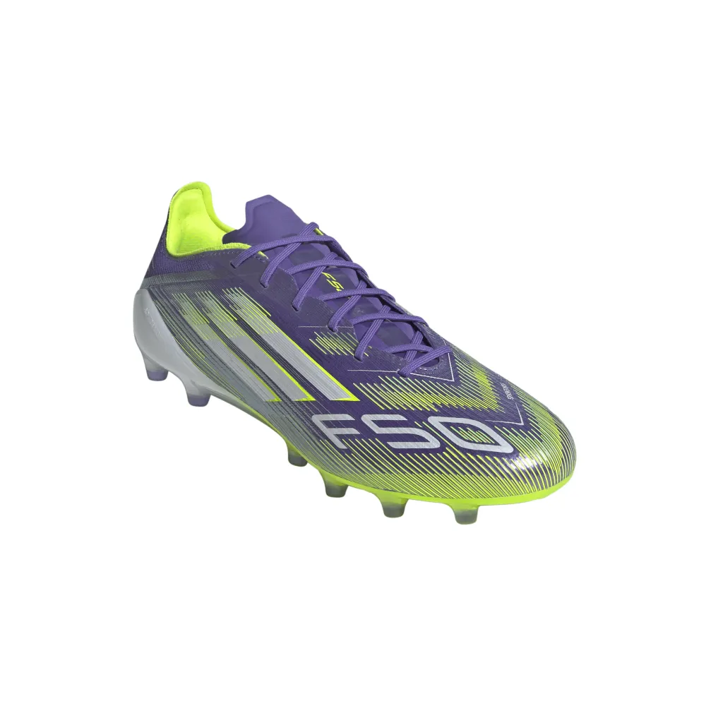 Adidas F50 Elite AG Football Boots (Purple Rush/Cloud White/Lucid Lemon) sponsor - branded shoes