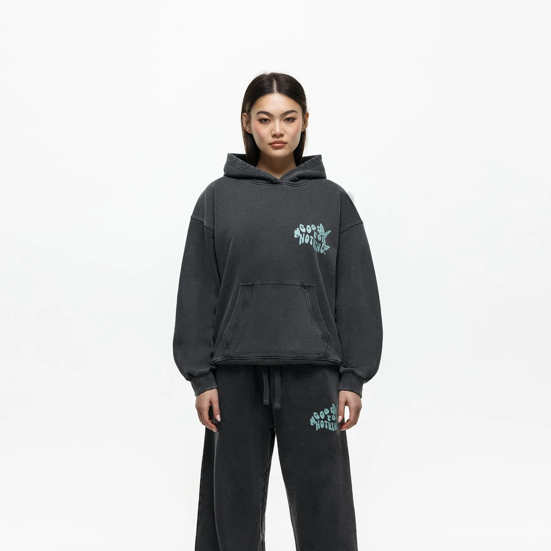 Stamp Washed Black Hoodie (Final Sale) Fashion Comfort Casual Elegance