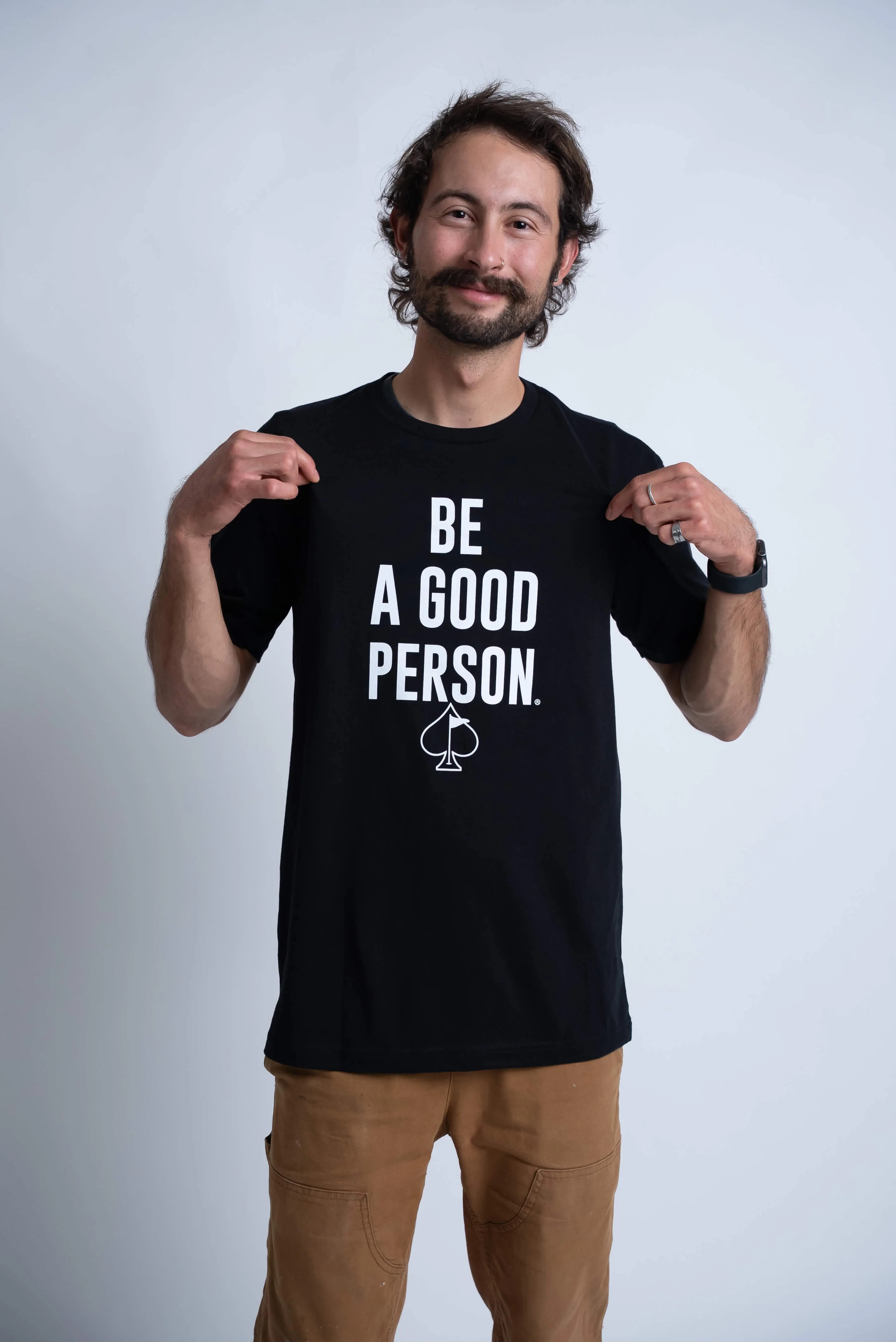 Urban Streetwear NoSideSeams Be A Good Person X Pins and Aces Signature T-Shirt - Black