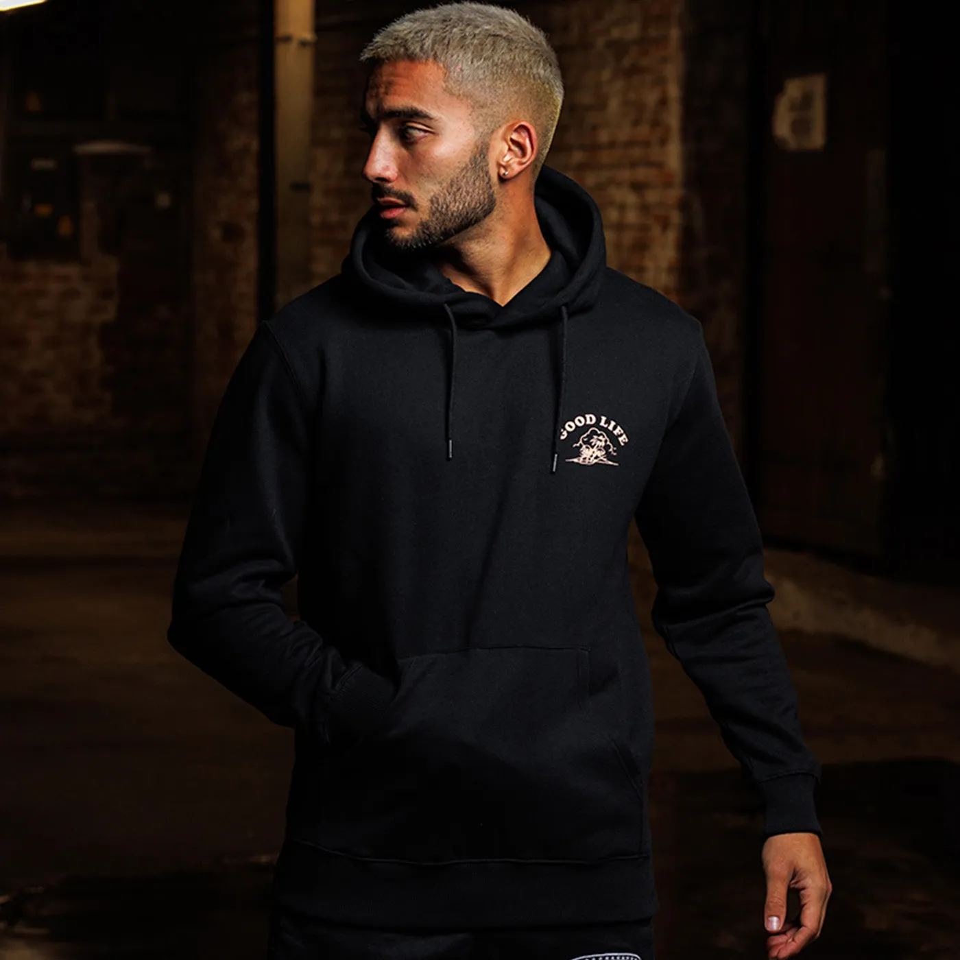 Good Life Back Print - Pullover Hood - Black product gym readiness product loop stability