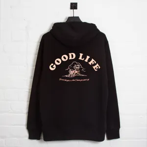 product brand name recognition Good Life Back Print - Pullover Hood - Black