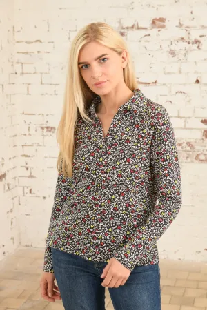 casual top Trendy Design Maya Shirt - Red Apple Floral