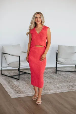 Easy Layers Andri Knit Skirt - Deep Coral