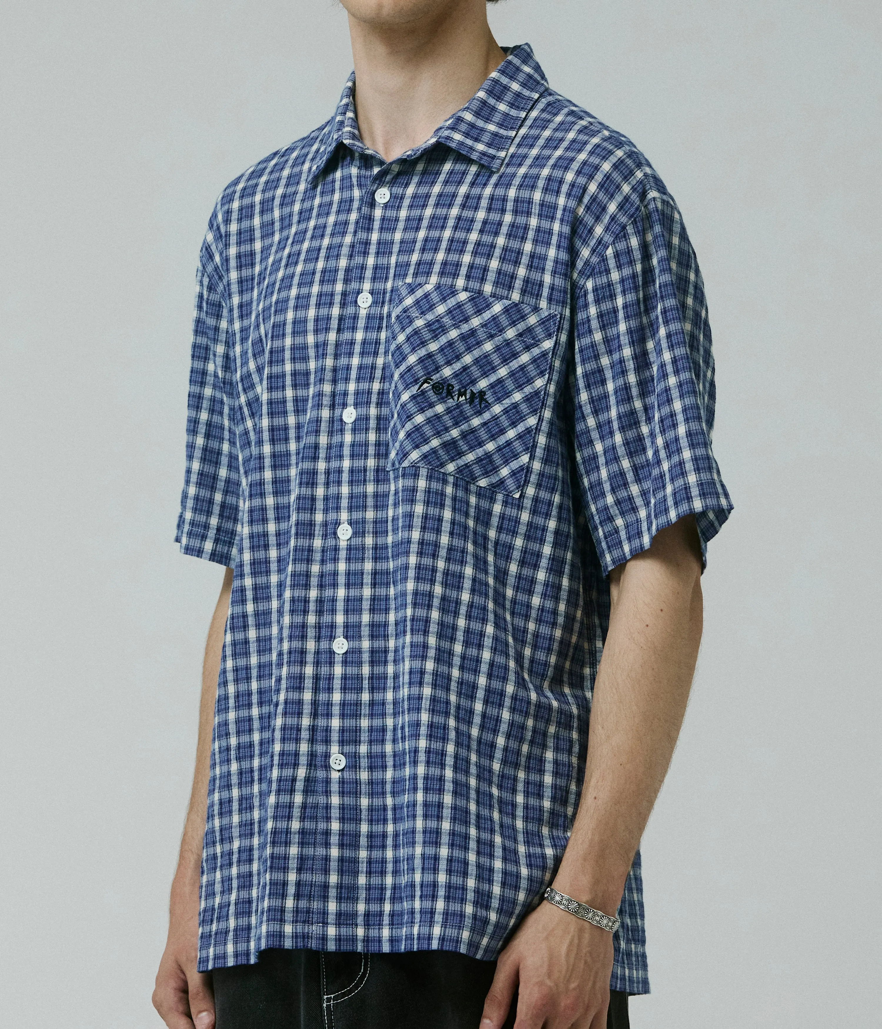 MANNERS CHECK SS SHIRT // VINTAGE NAVY Quick Dry Technology