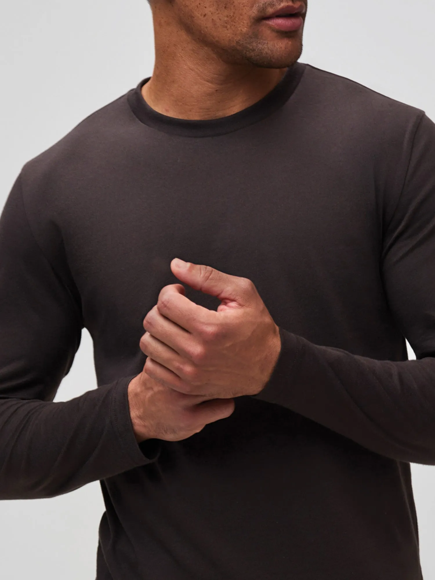 Espresso Long Sleeve Crew Neck Classic Style Trend