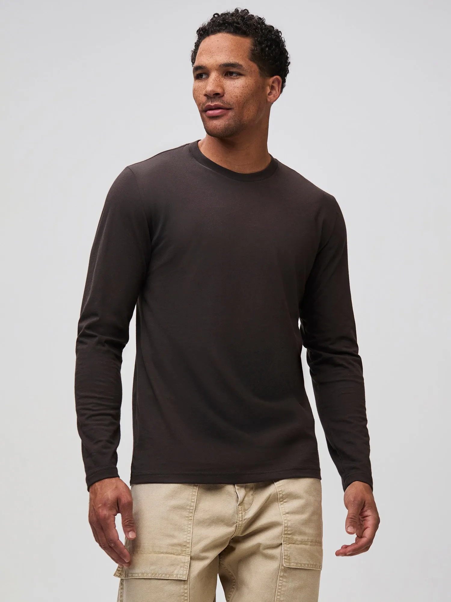 Espresso Long Sleeve Crew Neck Minimal Design
