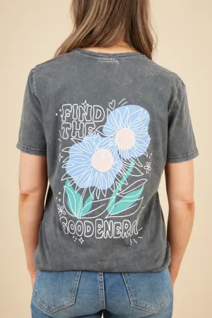 O&F Find The Good Energy Tee V neck style Minimalist purity